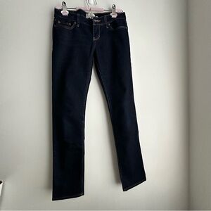 Abercrombie & Fitch Women Erin Low Rise Dark Blue Straight Leg Jeans 0S
